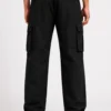Back view of men’s black cargo pants with utility pockets