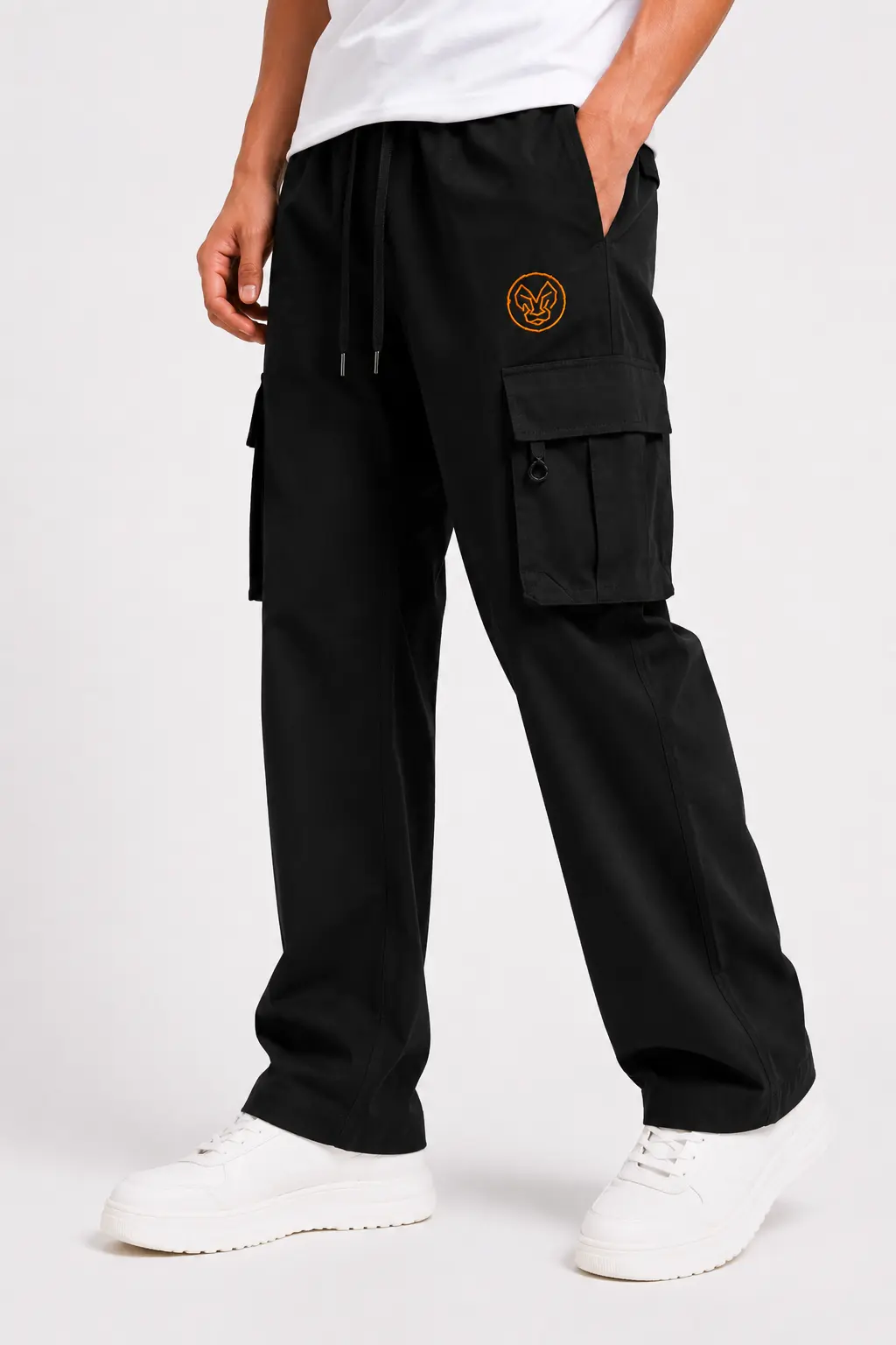 Stylish men’s cargo joggers black casual streetwear look